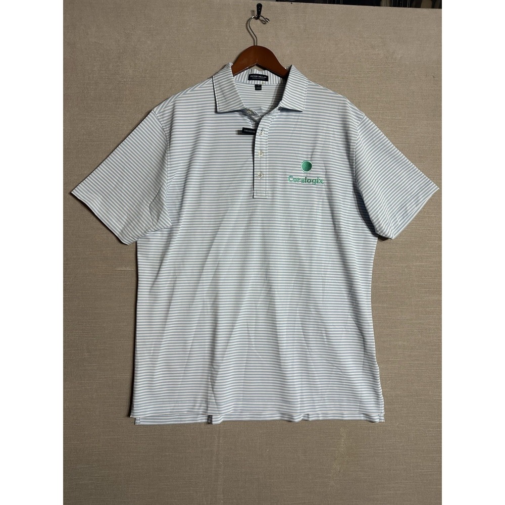 NWOT Peter Millar Crown Crafted Golf Polo Shirt Men XL Stripes Blue Short Sleeve